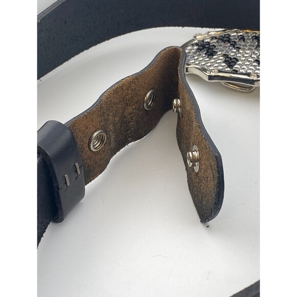 Vtg LEATHEROCK Western Belt Sz 30 Rhinestone Buckle Spain Cowgirl Leather USA main image 5